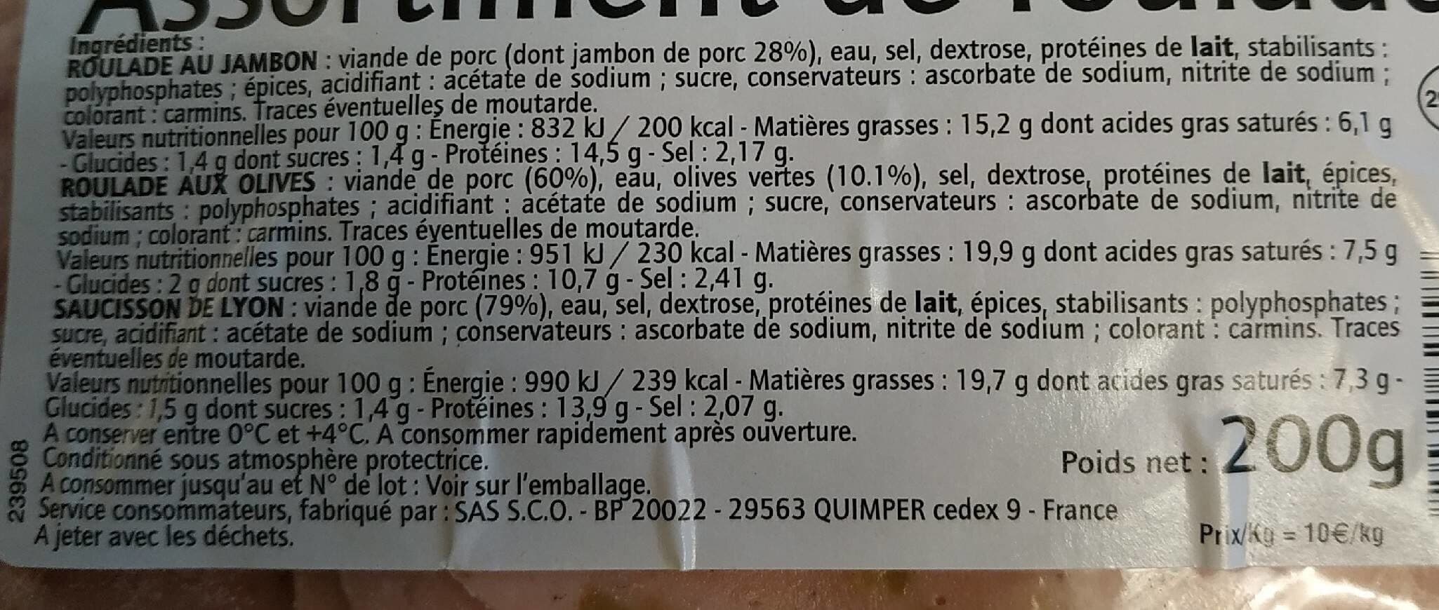 Petit prix ASSORTIMENT 3 ROULADES (JAMBON - OLIVES - SAUCISSON DE LYON) - Massif LS packshot