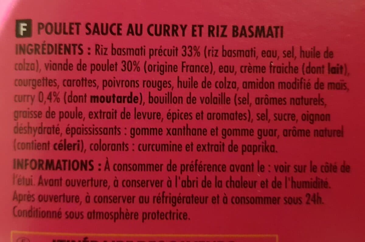 Itineraire des saveurs Poulet et riz basmati sauce curry packshot