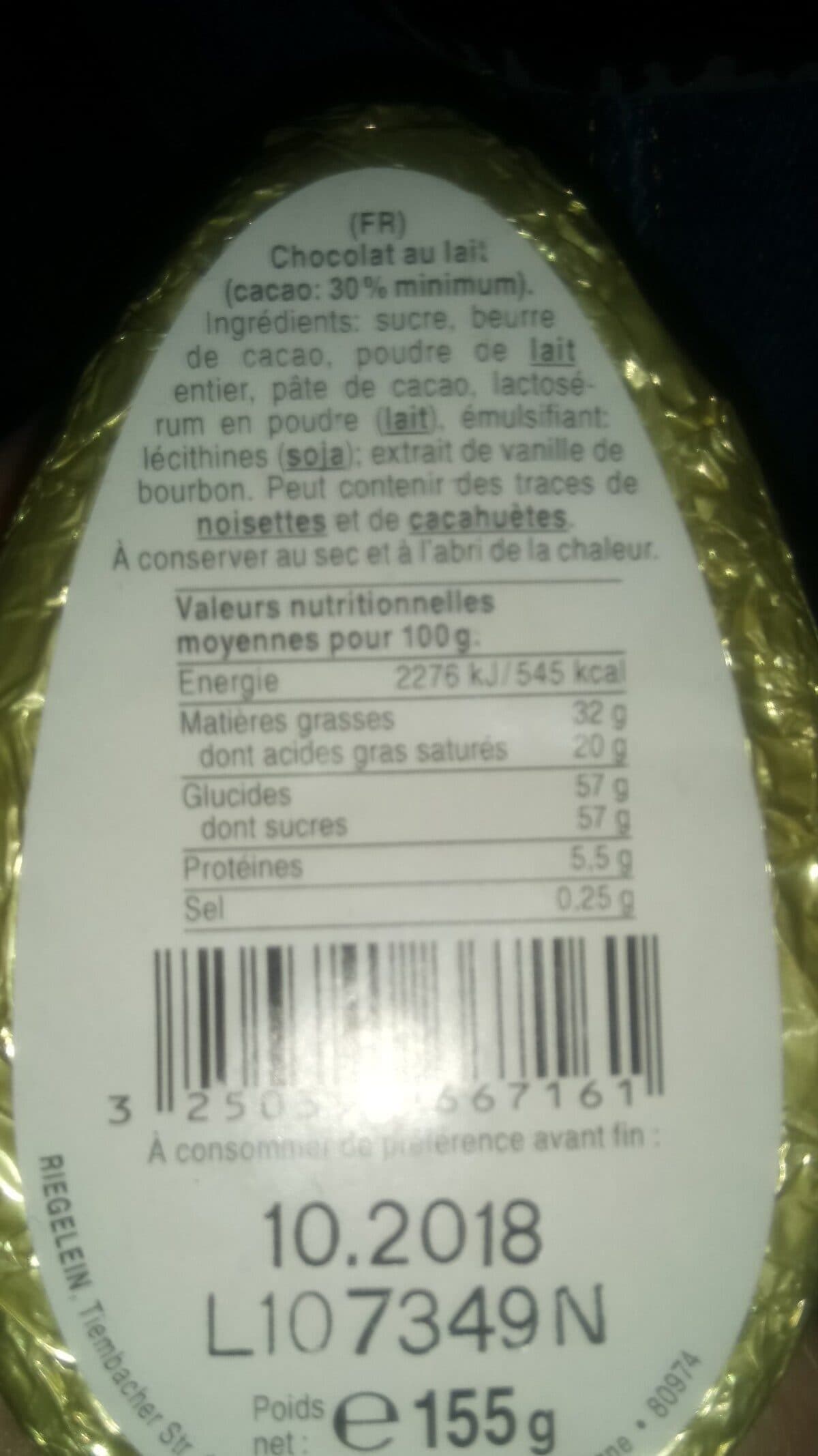 Open Food Facts Lapin en chocolat packshot