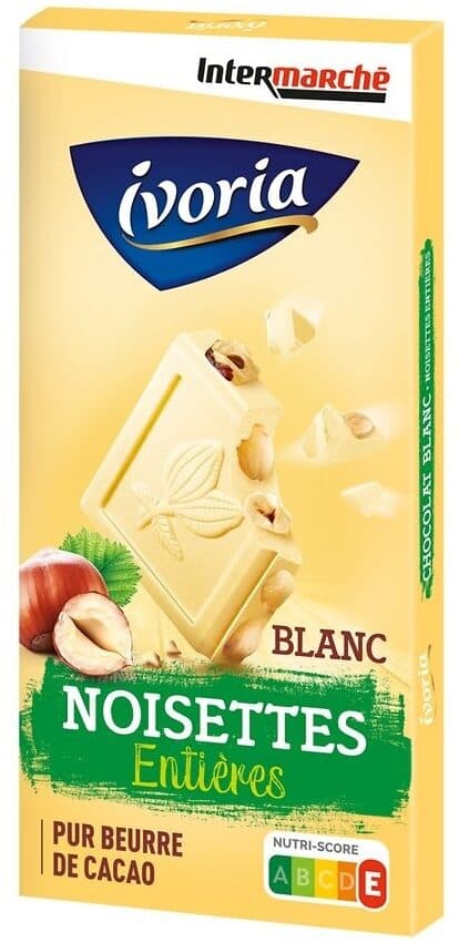 Ivoria Tablette bloc chocolat blanc aux noisettes entières - 200g packshot