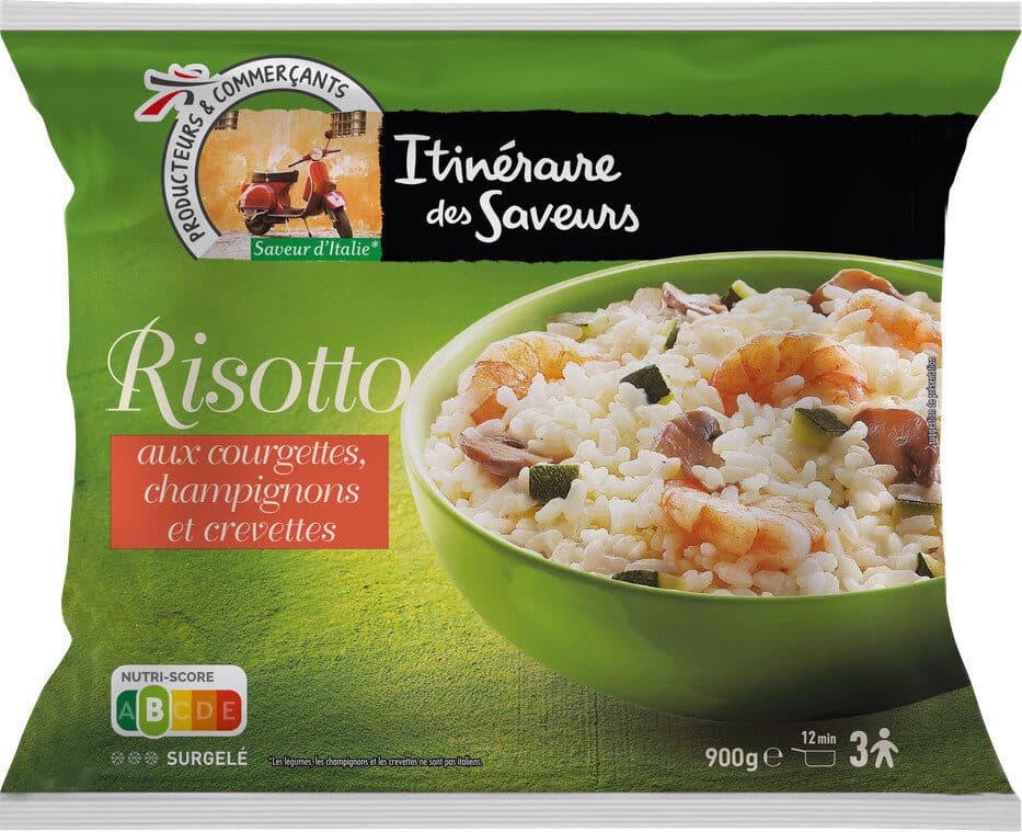 Itineraire des saveurs Risotto aux crevettes, courgettes et champignons 900g packshot