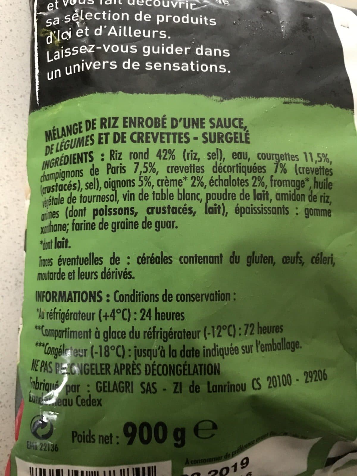 Itineraire des saveurs Risotto aux crevettes, courgettes et champignons 900g packshot