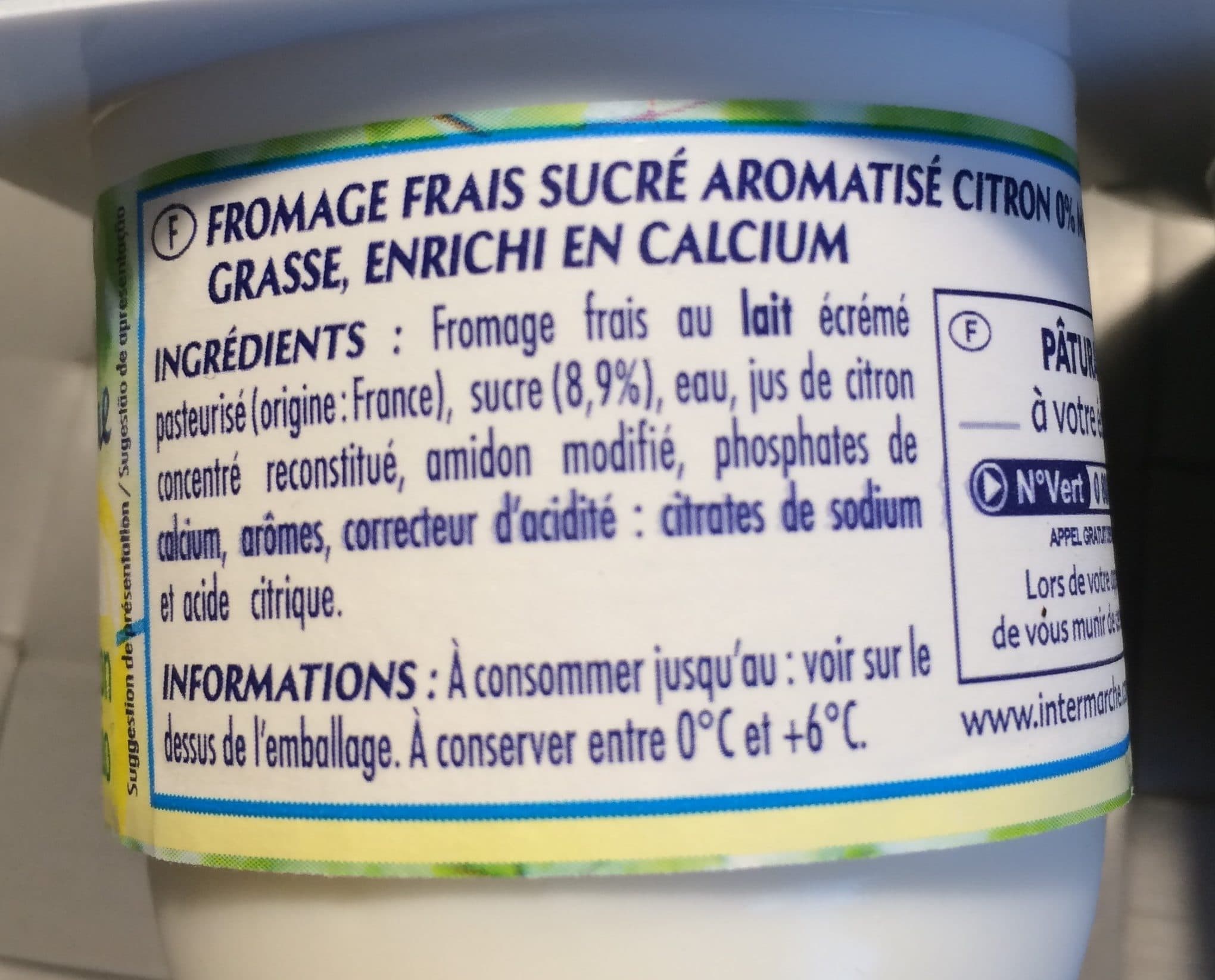Paturages , Printiligne Fromage blanc saveur citron 0% de matiere grasse, les 4 pots de packshot