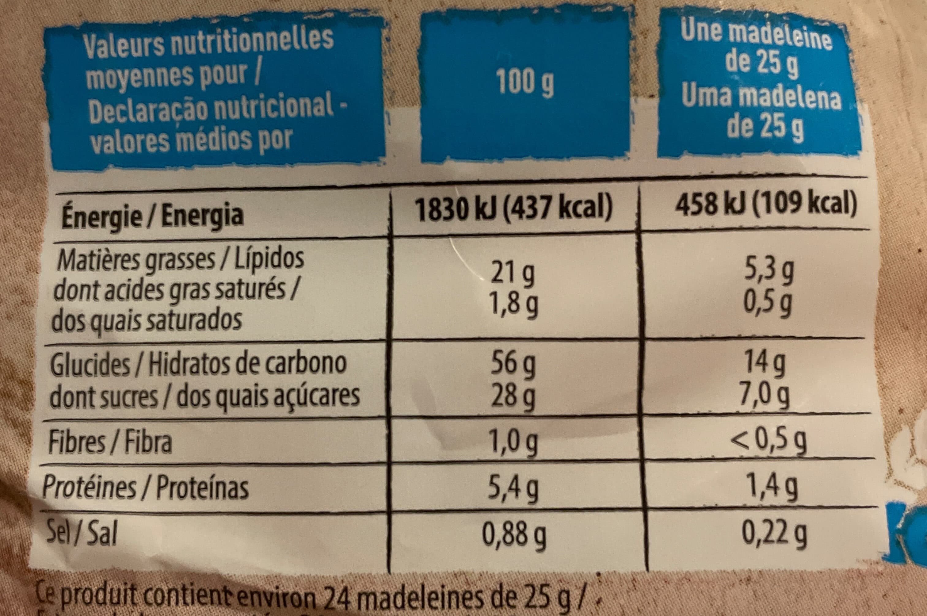 Chabrior Madeleines coquille individuelles packshot