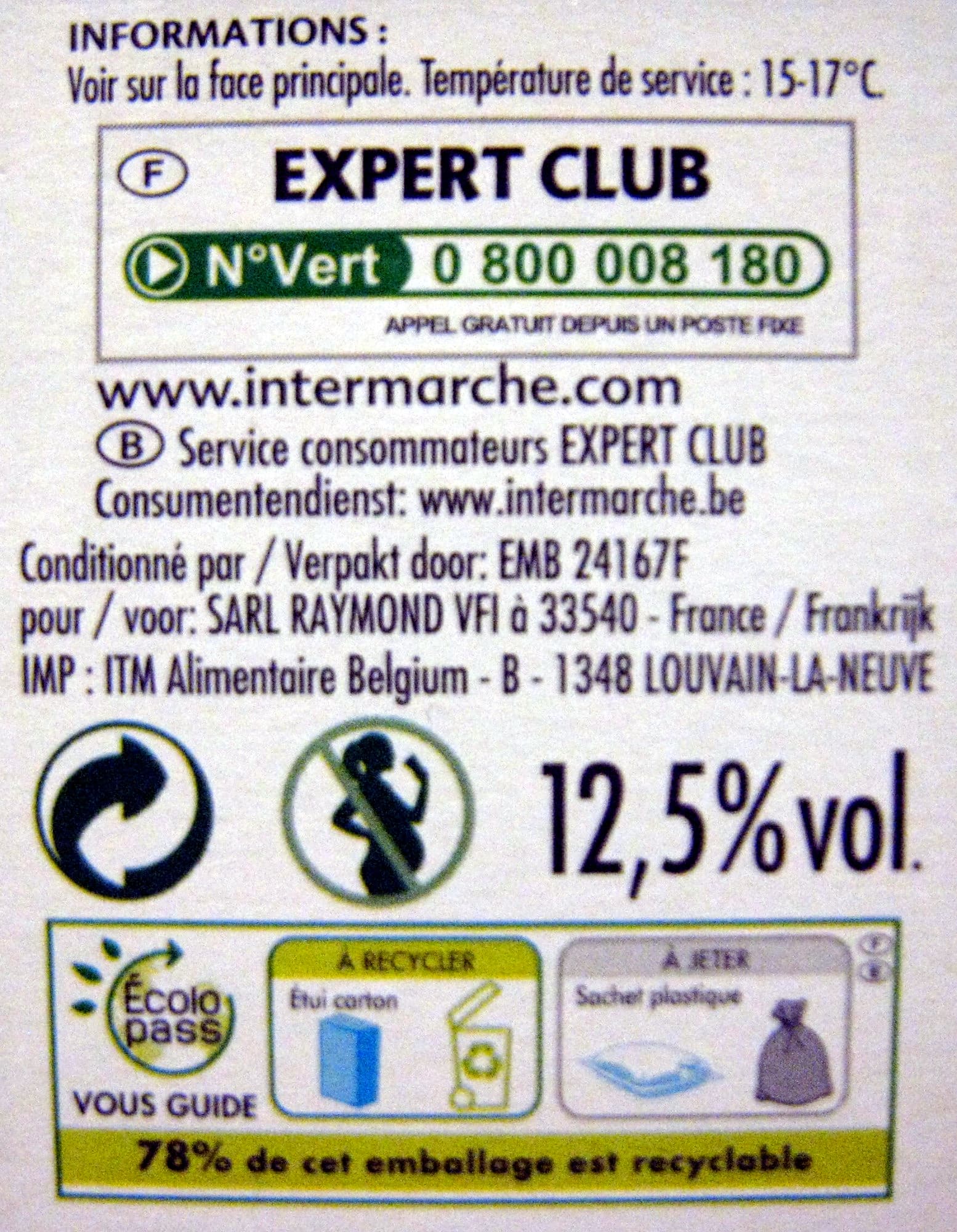 Expert club Vin Bordeaux Rouge Bio AOP Expert Club packshot