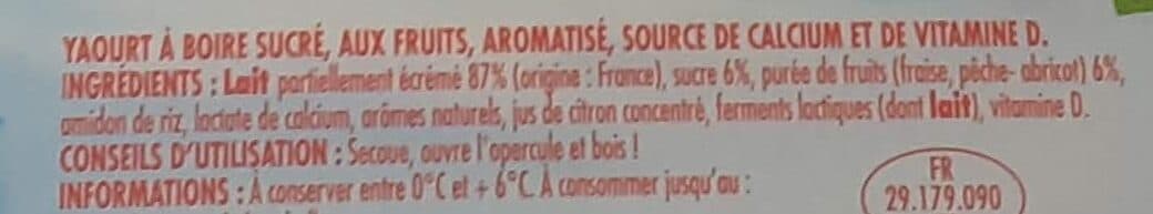 Pâturages P'tit Shake Yaourt à boire fraise, pêche-abricot packshot