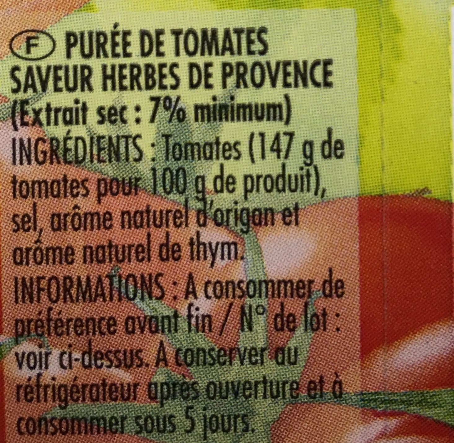 Saint eloi Purée de tomates saveur herbes de Provence - 210 g packshot