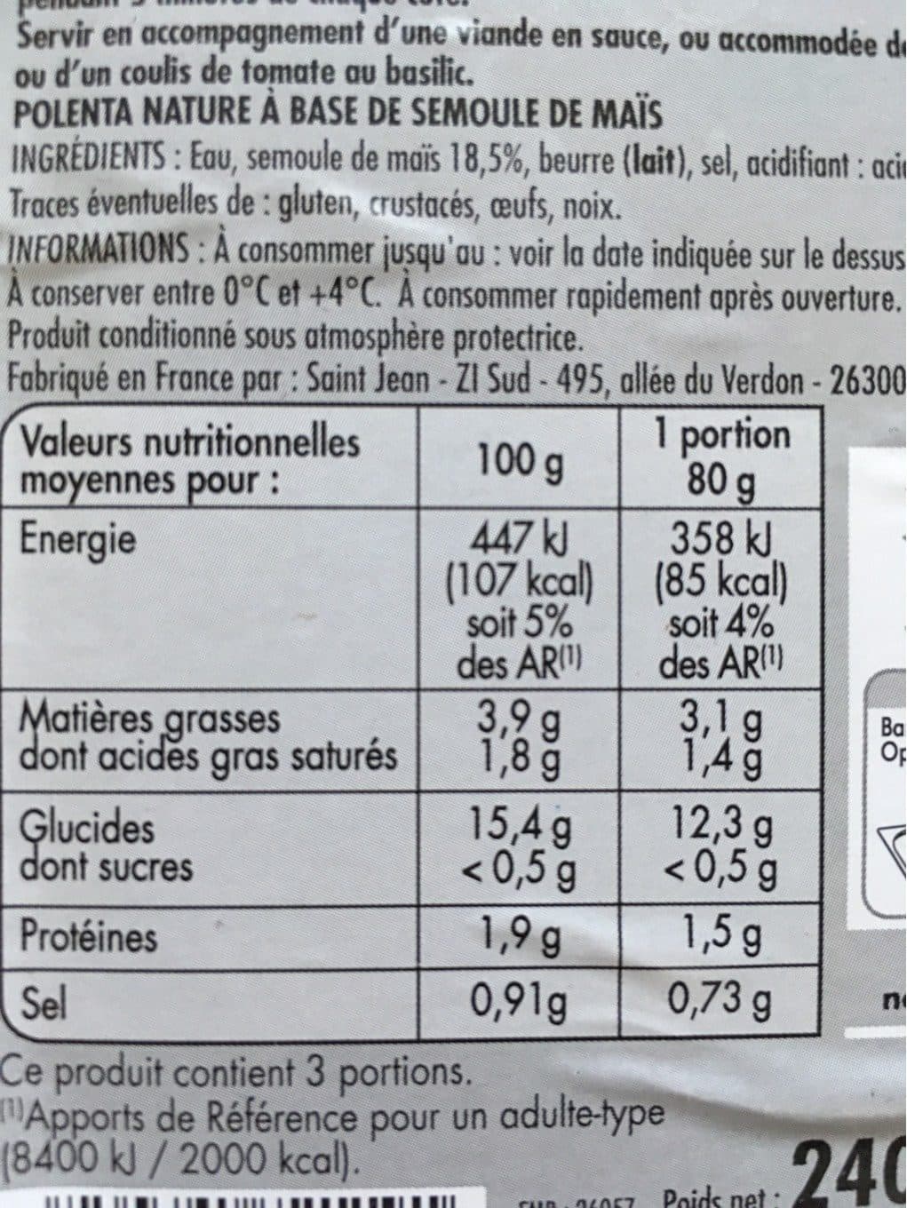 Itineraire des saveurs POLENTA 240g packshot
