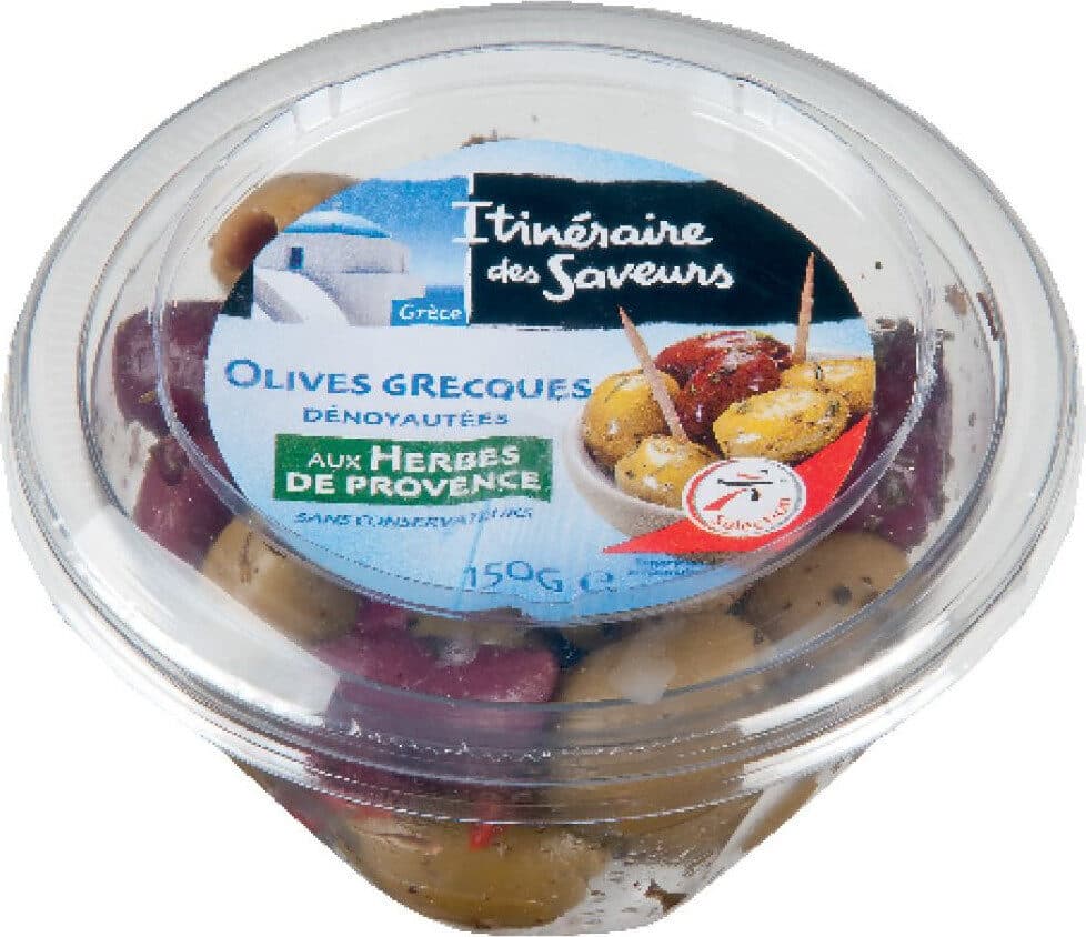 Itinéraire des Saveurs Olives grecques dénoyautées aux herbes de Provence packshot