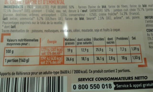 Netto FEUILLETE JAMBON x 2 packshot