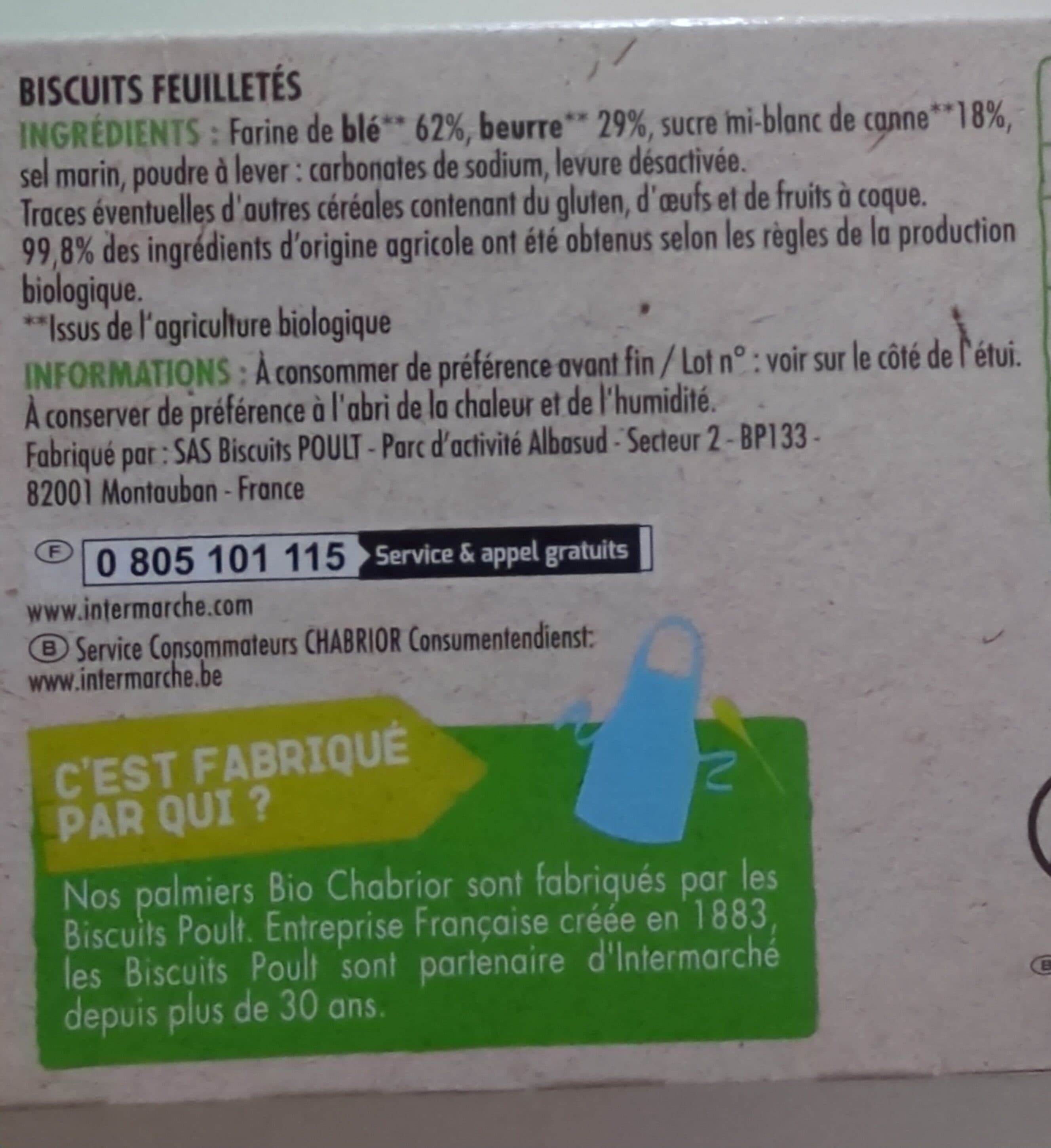 Chabrior Palmiers au sucre de canne 100g BIO packshot