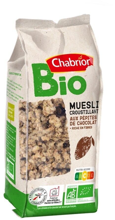 Chabrior Muesli croustillant au chocolat BIO 500g packshot