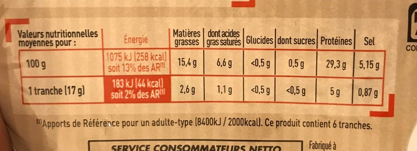 Netto HD Jambon de Bayonne 6T 100g packshot