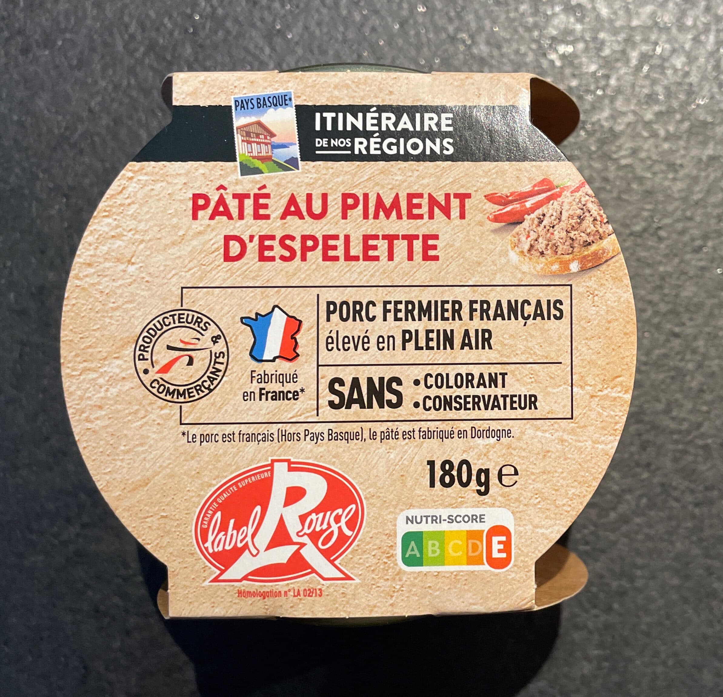 Itinéraire de nos régions Pâté au piment d’Espelette aop label rouge packshot