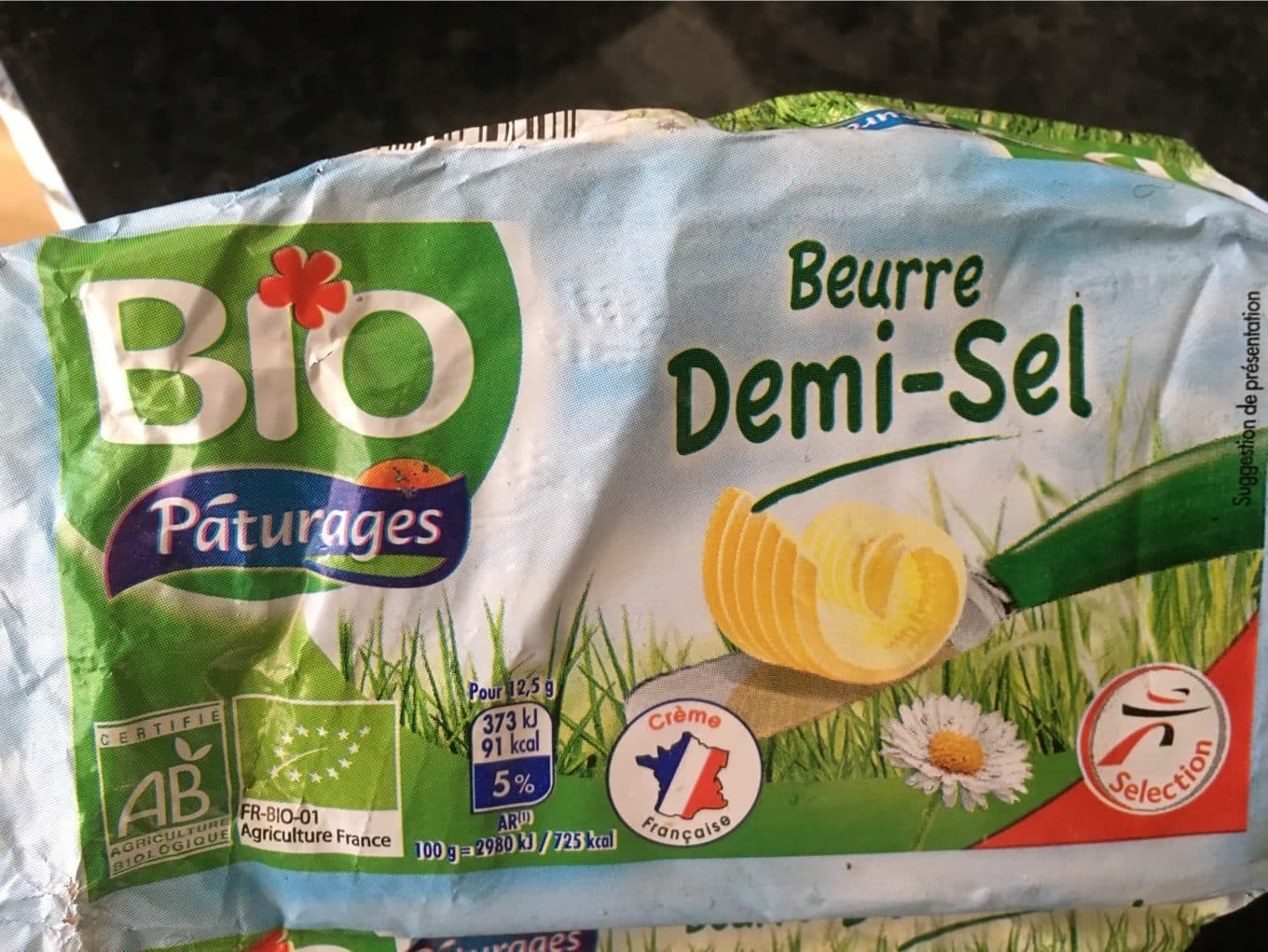 Pâturages Beurre bio demi-sel packshot