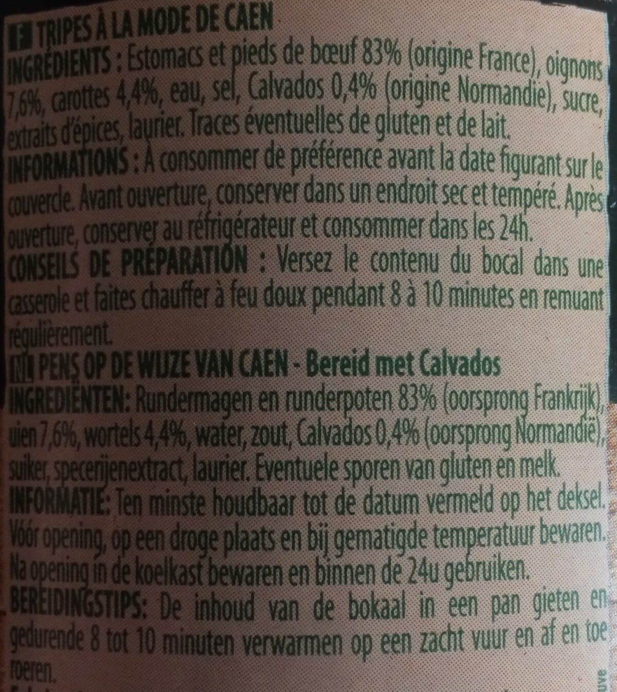 Itineraire de nos regions Tripes à la mode de Caen 600g (bocal) packshot