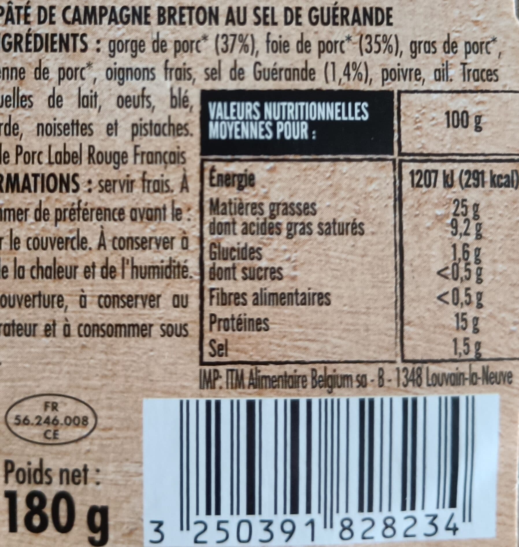 Itineraire Des Saveurs Pâté de campagne pur porc breton IGP LR au sel de Guérande packshot