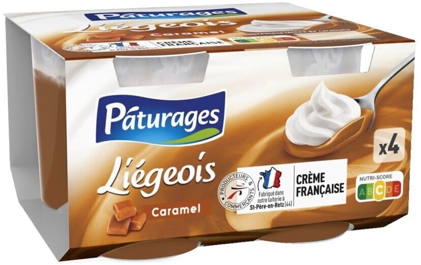 Paturages (Intermarché) Liegeois caramel 4x100g packshot