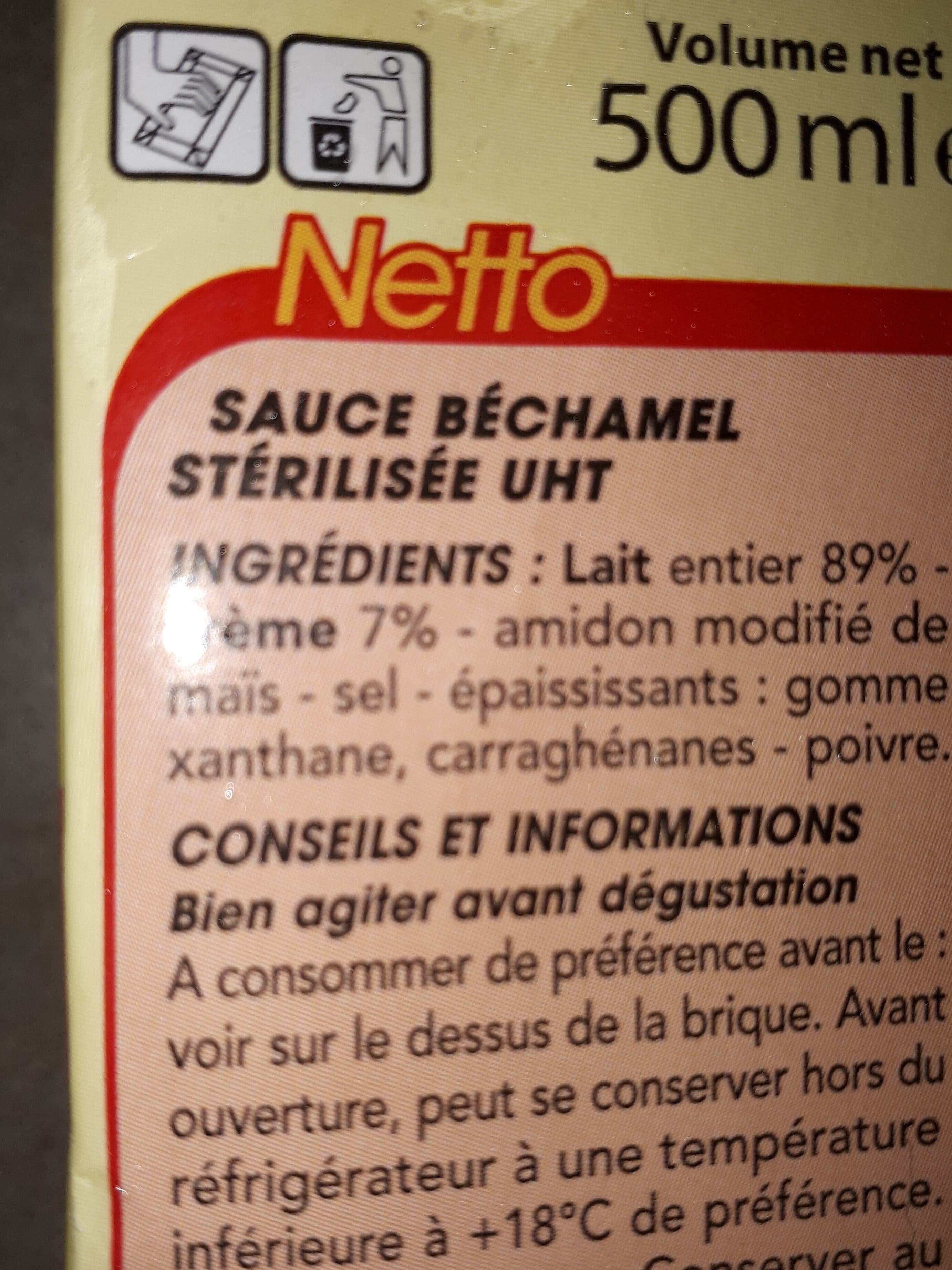 Netto Sauce bechamel uht bq 50cl packshot