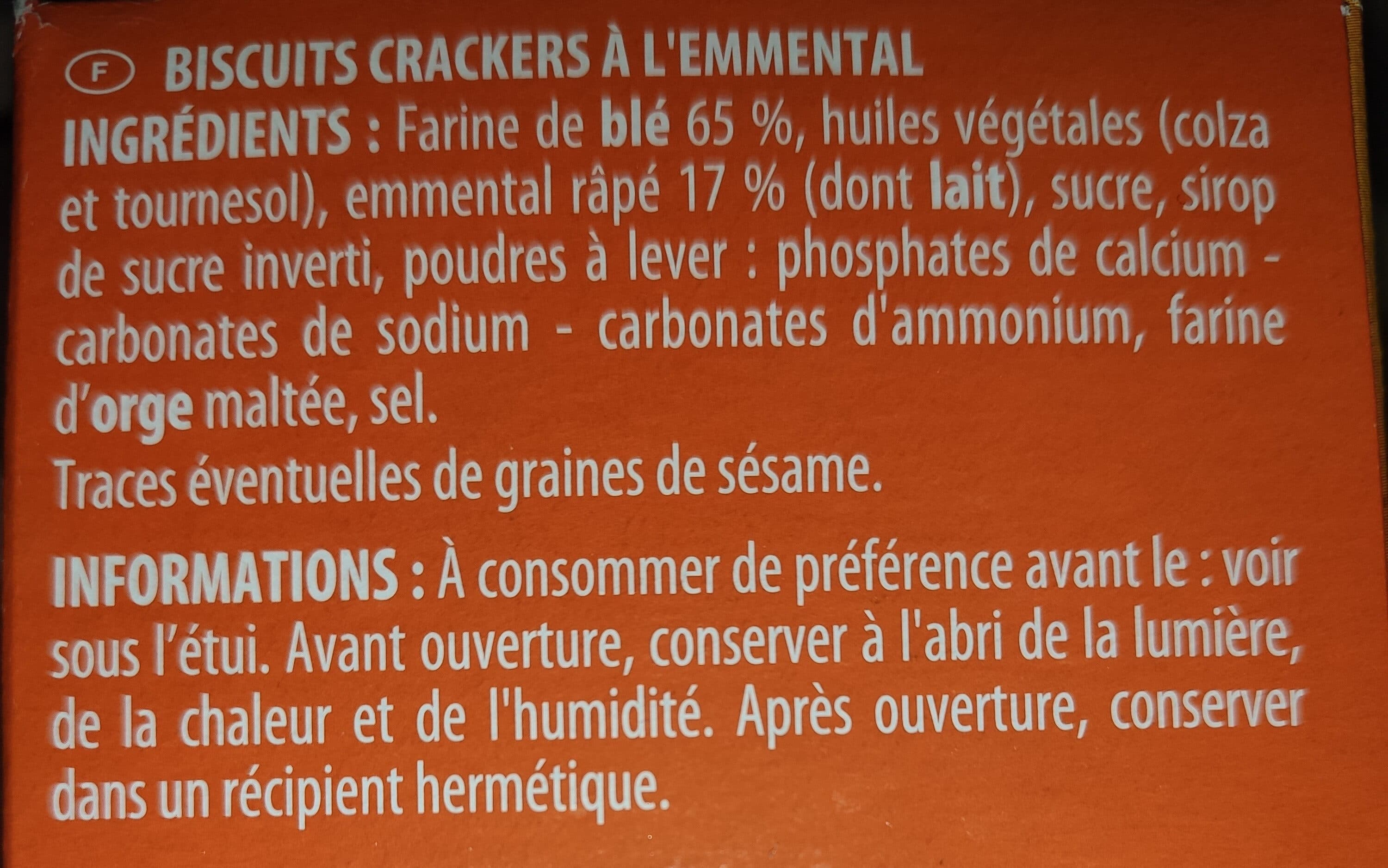 Bouton d'or Crackers emmental 105g packshot