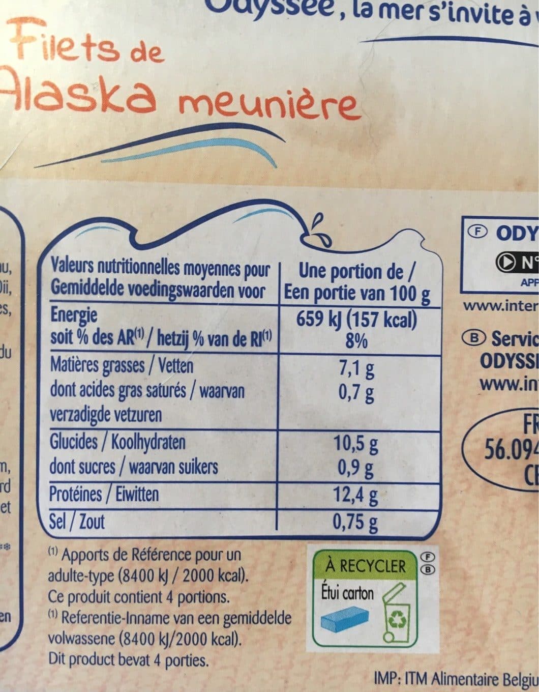 Odyssee Filet de colin d'alaska meuniere 400g msc packshot