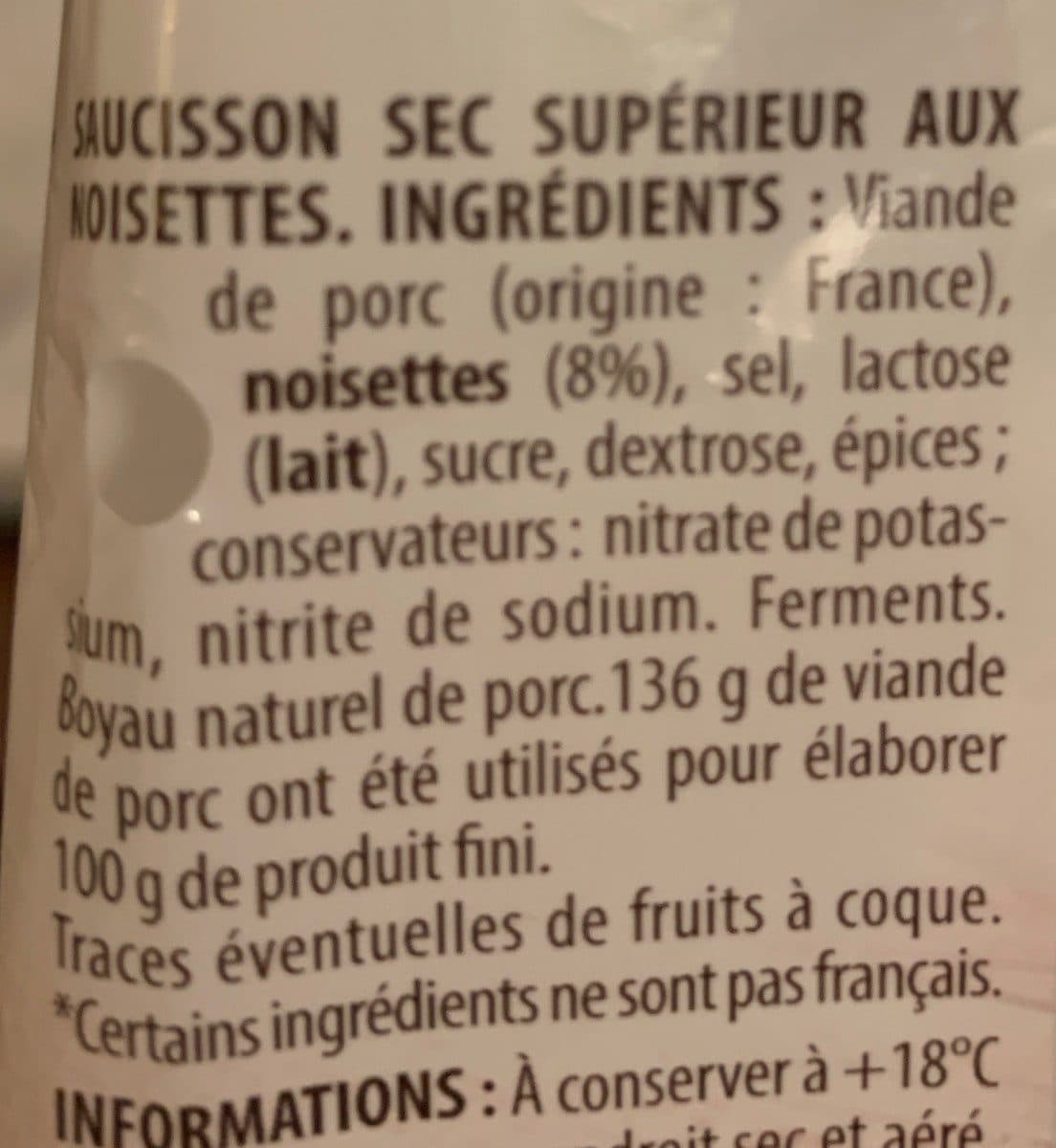 Monique ranou LS saucisson le tendrichon NOISETTES 250g packshot