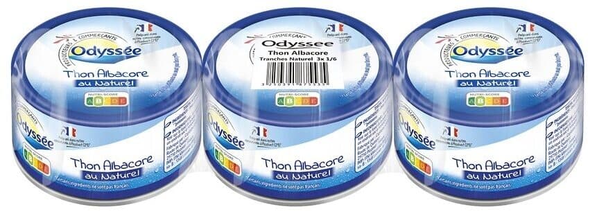 Odyssée Thon albacore au naturel tranche 3x132g 93g (1/6) packshot