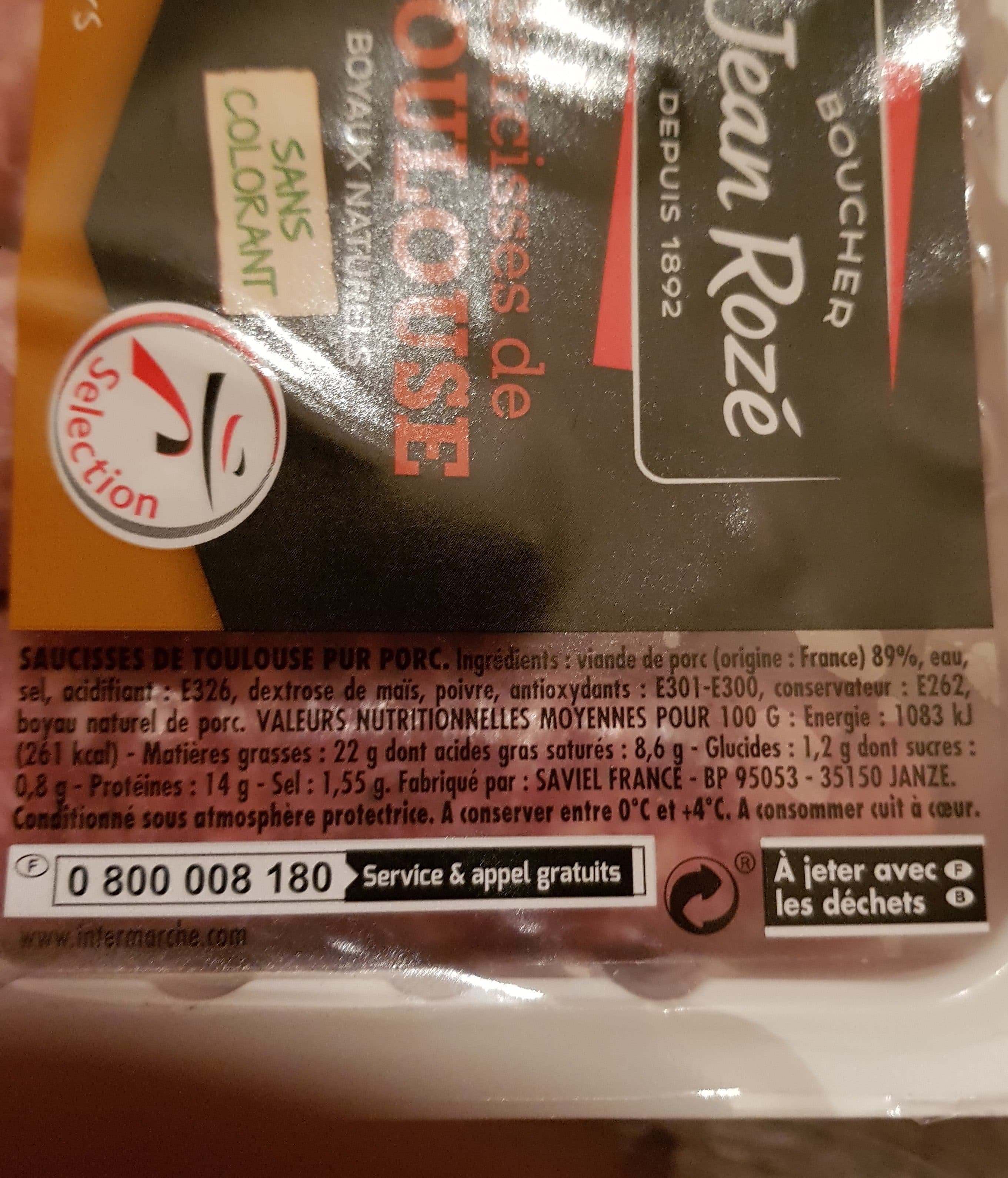Jean Rozé Saucisses de Toulouse packshot