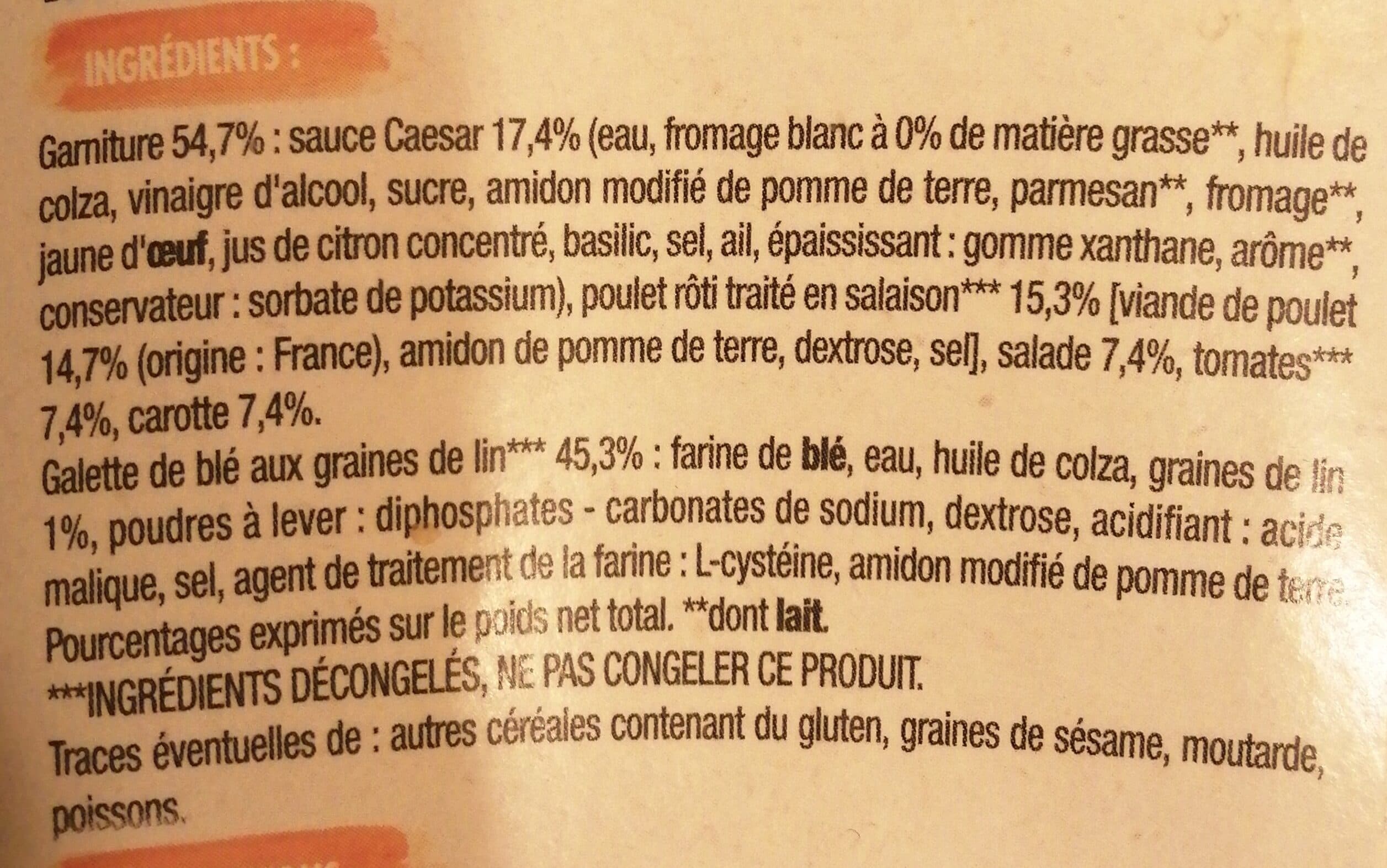 Intermarché Wrap Poulet Caesar - 190g packshot