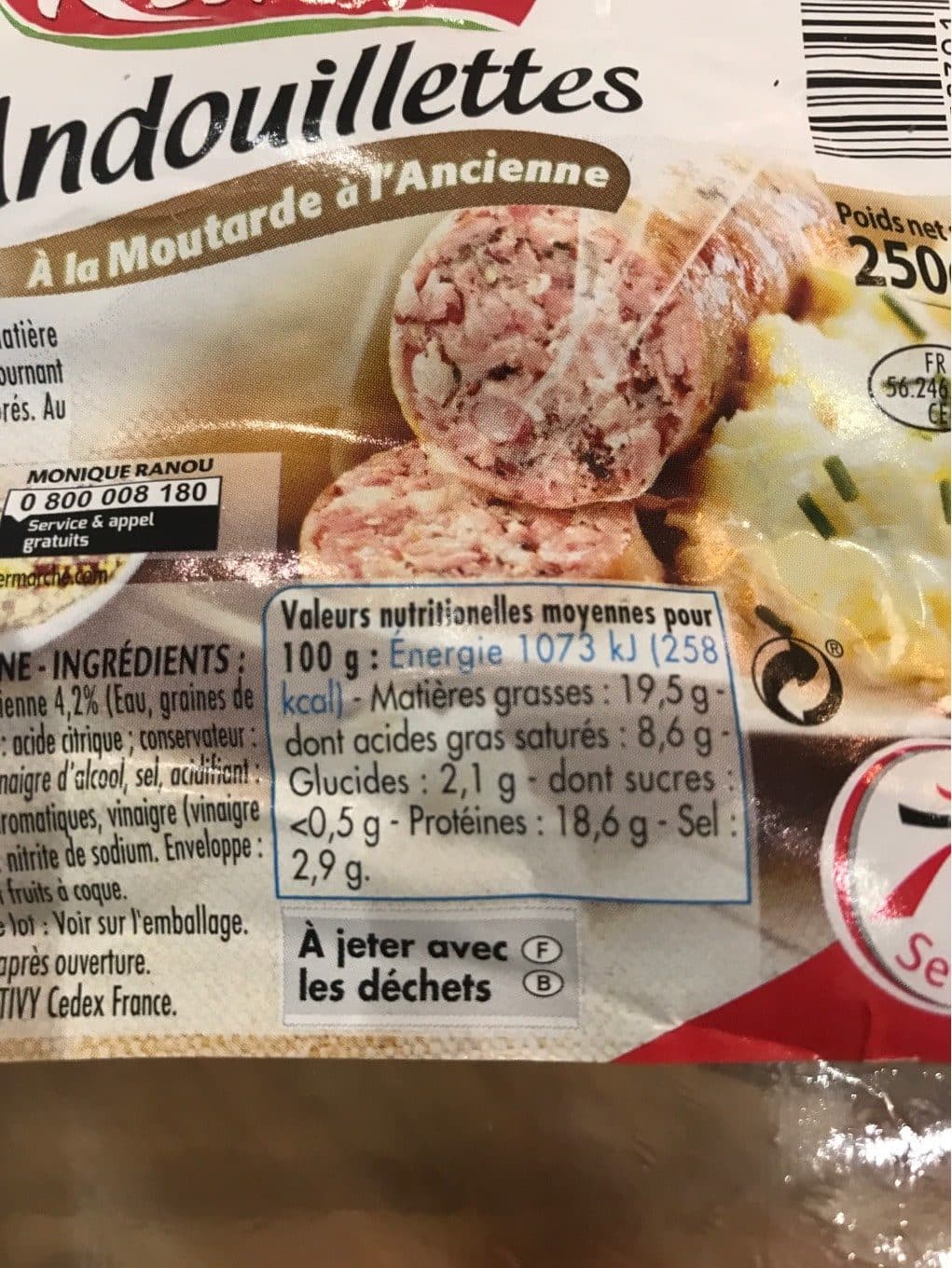 Monique ranou ANDOUILLETTES SUPERIEURES MOUTARDE A L'ANCIENNE x2 250g packshot