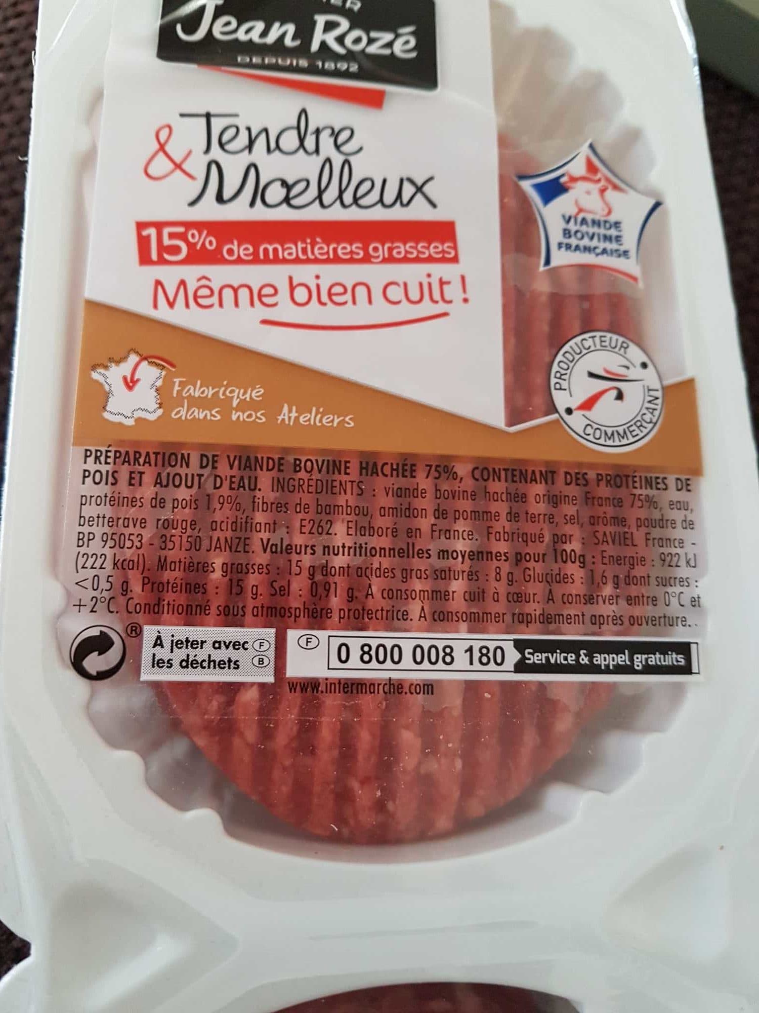 Jean Rozé Préparation de viande bovine hachée Tendre & Moelleux 15% M.G. packshot