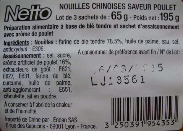 Netto NOUILLES INSTANTANEES SAVEUR POULET 3x65g packshot