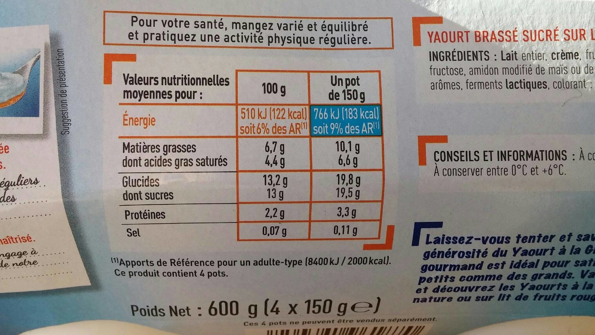 Netto Yaourt a la grecque fruits jaunes 4x150g packshot