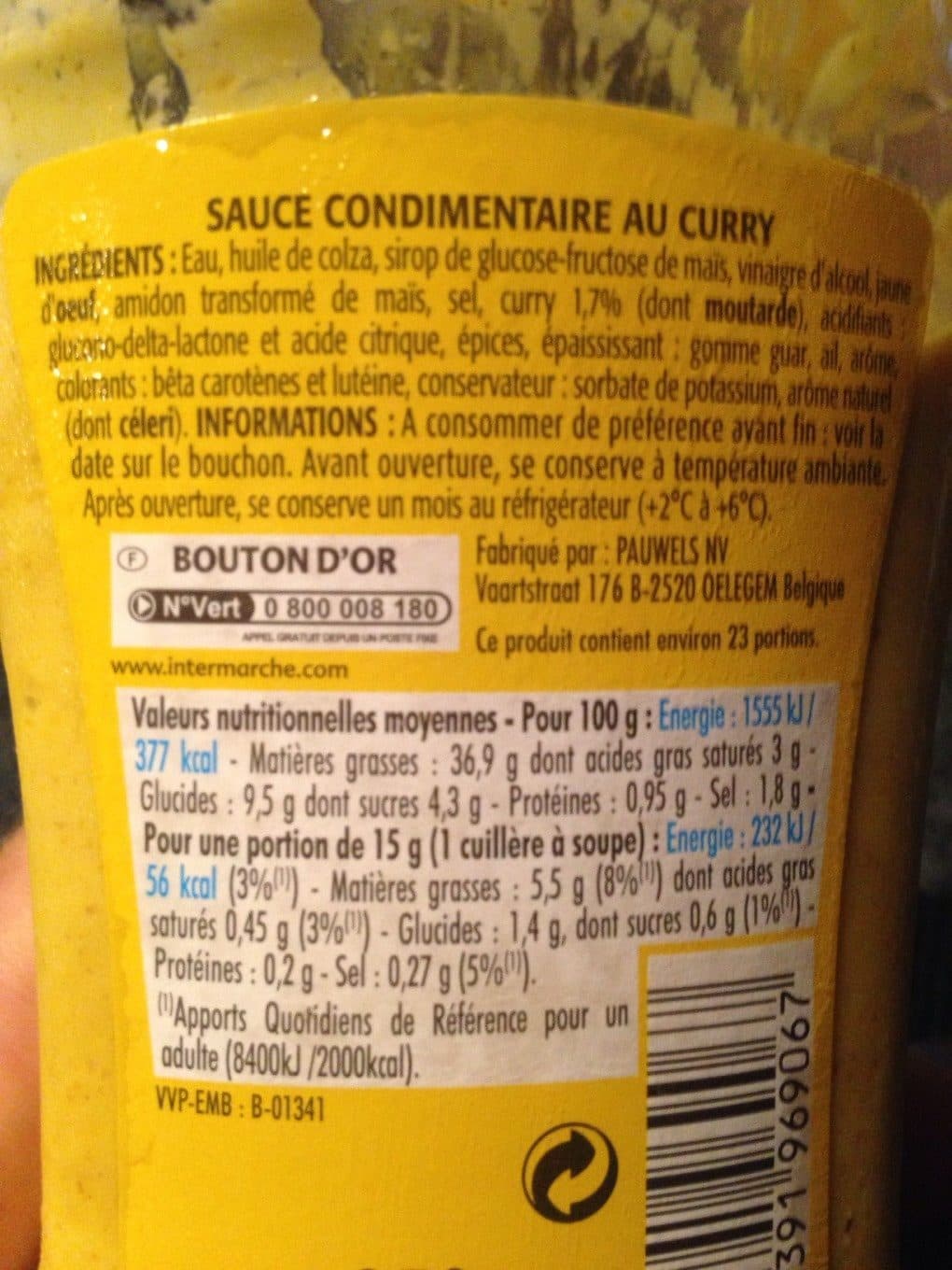 Bouton d'or Sauce curry 350g packshot