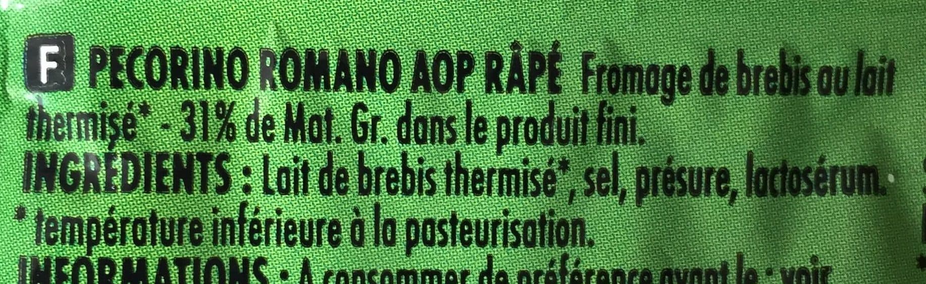 Itineraire des saveurs Pecorino romano aop râpé packshot