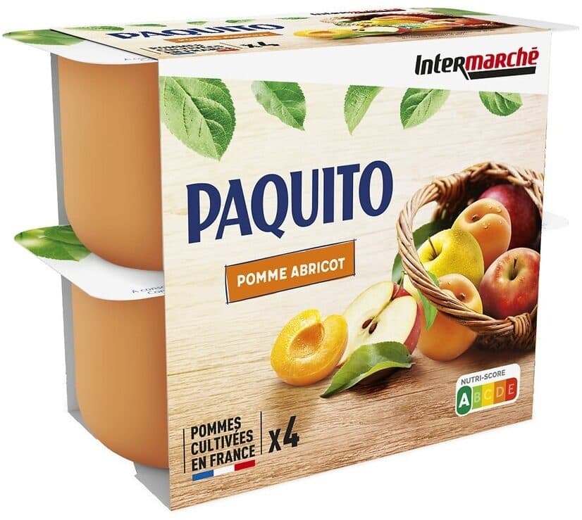 Paquito Dessert de fruits pomme abricot 4x100g packshot