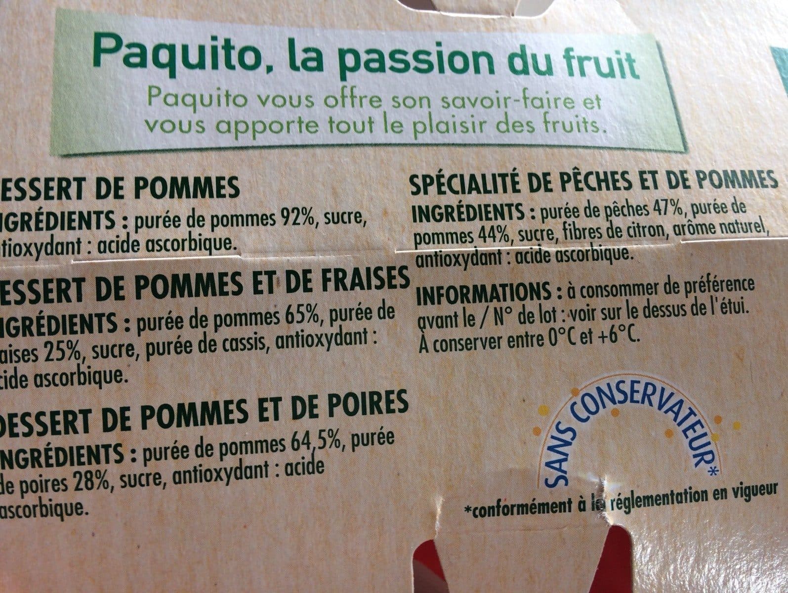 Paquito DESSERT DE FRUITS PANACHE 16X100G - pomme, pomme fraise, pomme poire, pomme pêche packshot