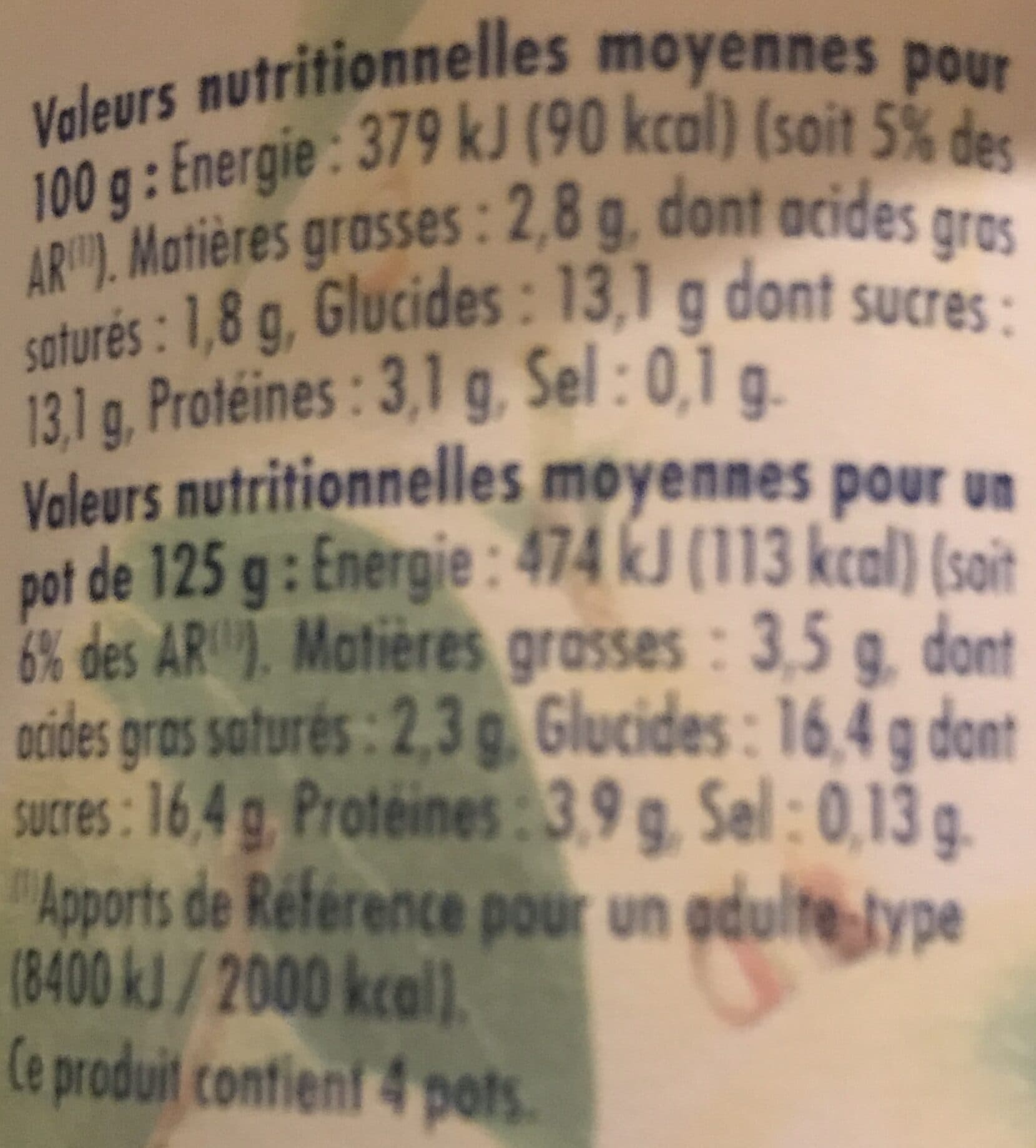 Intermarche Pâturages Frutimax Yaourt avec morceaux de pommes les 4 pots de 125 g packshot