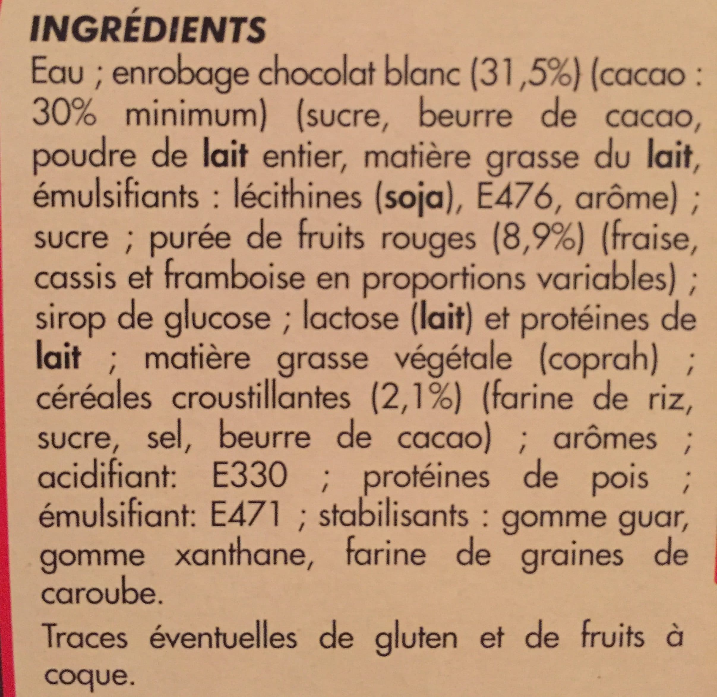 Netto Maxi gourmand fruits rouges - chocolat blanc (S/G) enrobage chocolat blanc - céréales x4 - 100mL packshot