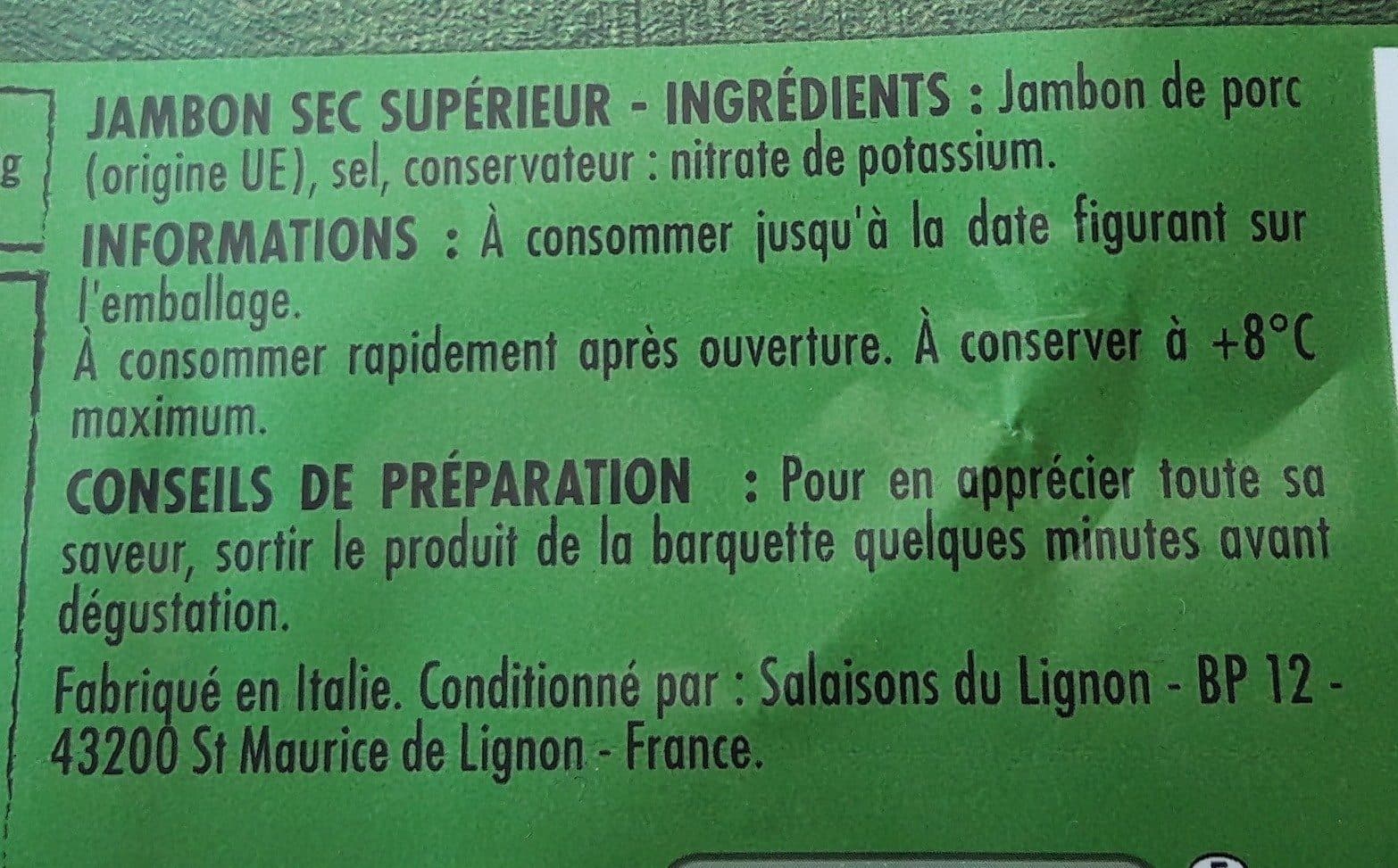 Itineraire des saveurs LS Chiffonnade de jambon italien 90G packshot