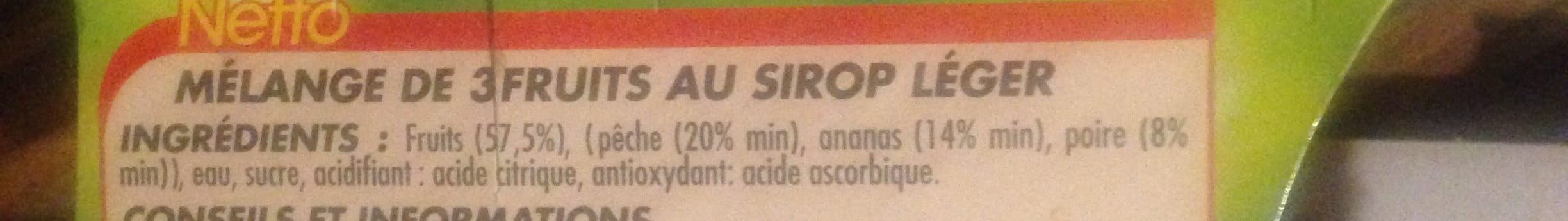 Netto COUPELLE -Méli mélo : Mélange de Pêches, ananas et poires SSA 4 x 65g packshot