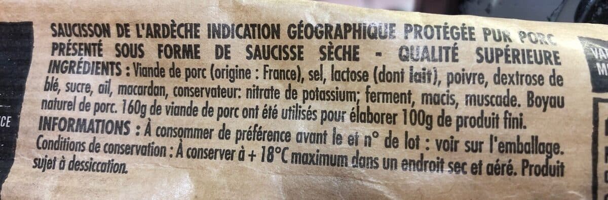 Itinéraire des Saveurs LS saucisse sèche de l'Ardèche IGP 300g packshot