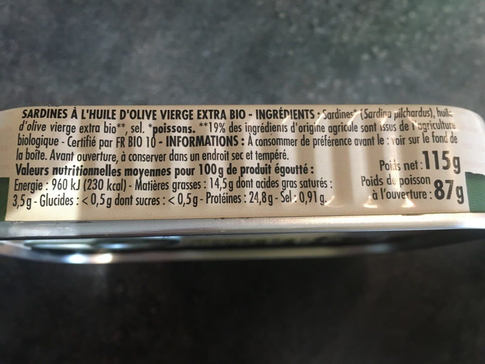 Capitaine cook Sardines à l'huile d'olive BIO 115g packshot