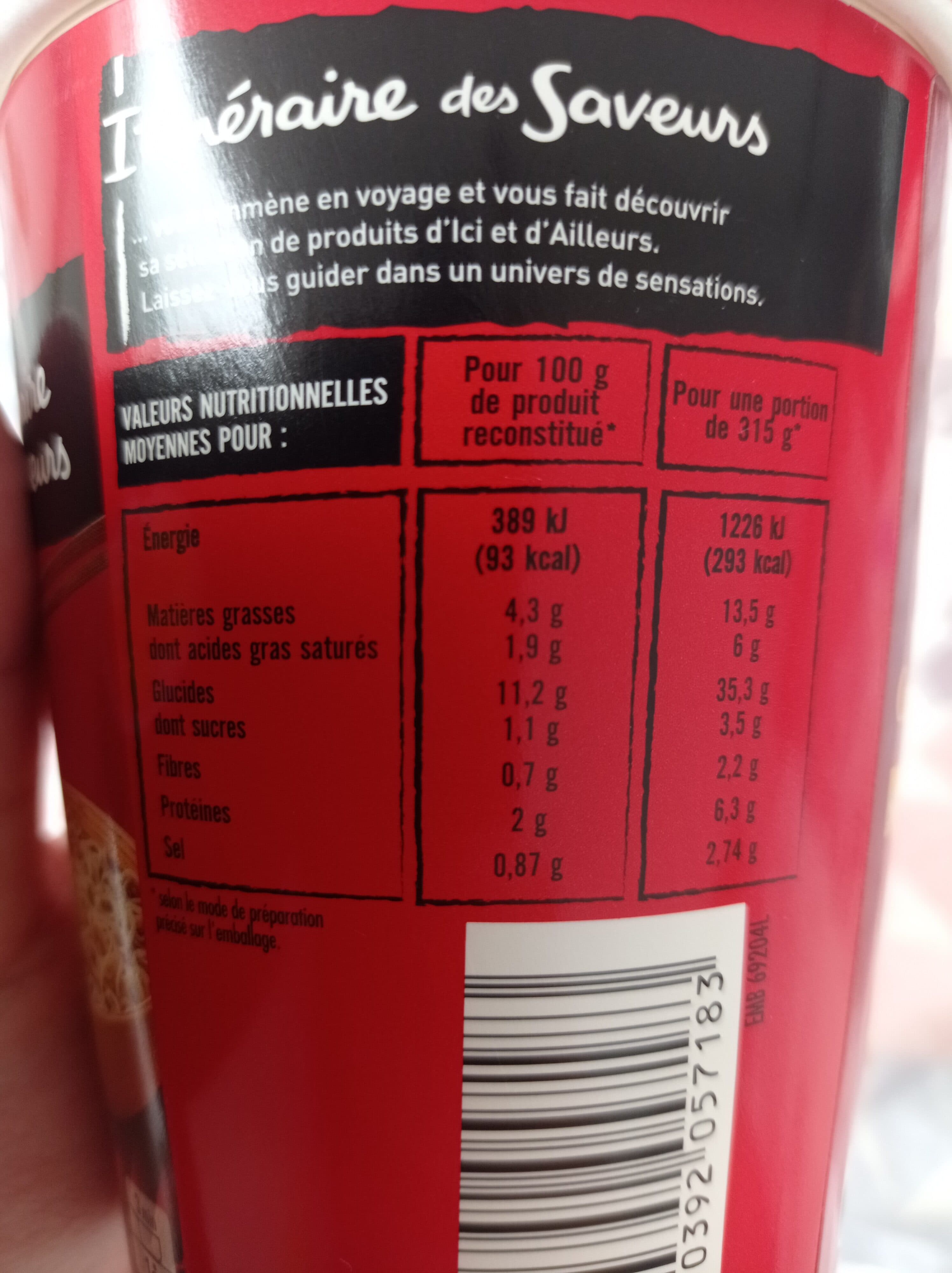itinéraire des saveurs Saveur d'Asie - Cup Nouilles saveur poulet packshot