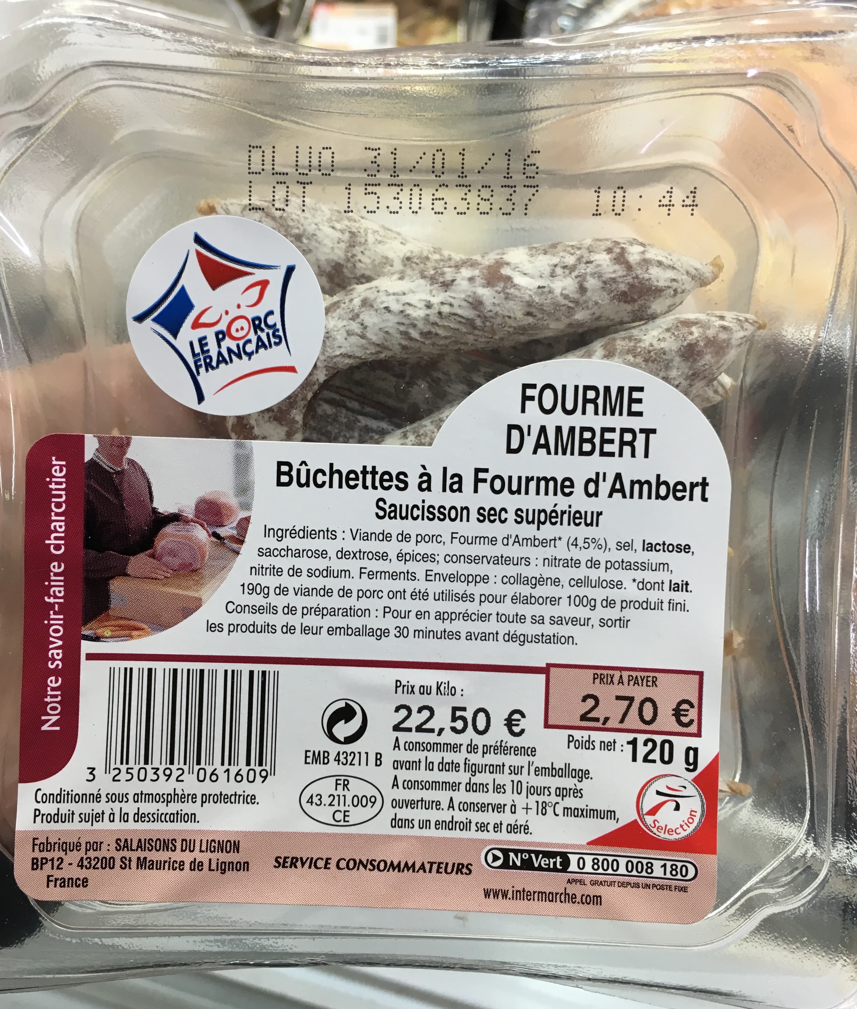 Salaisons du Lignon Bûchettes à la Fourme d'Ambert packshot