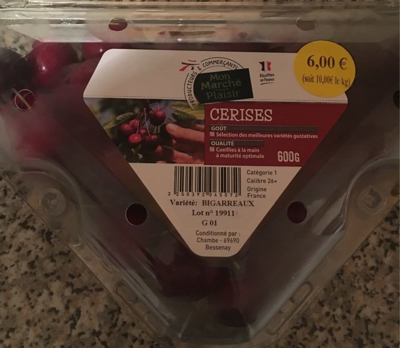 Mon Marché Plaisir Mon Marché Plaisir Cerises la barquette de 600 g packshot
