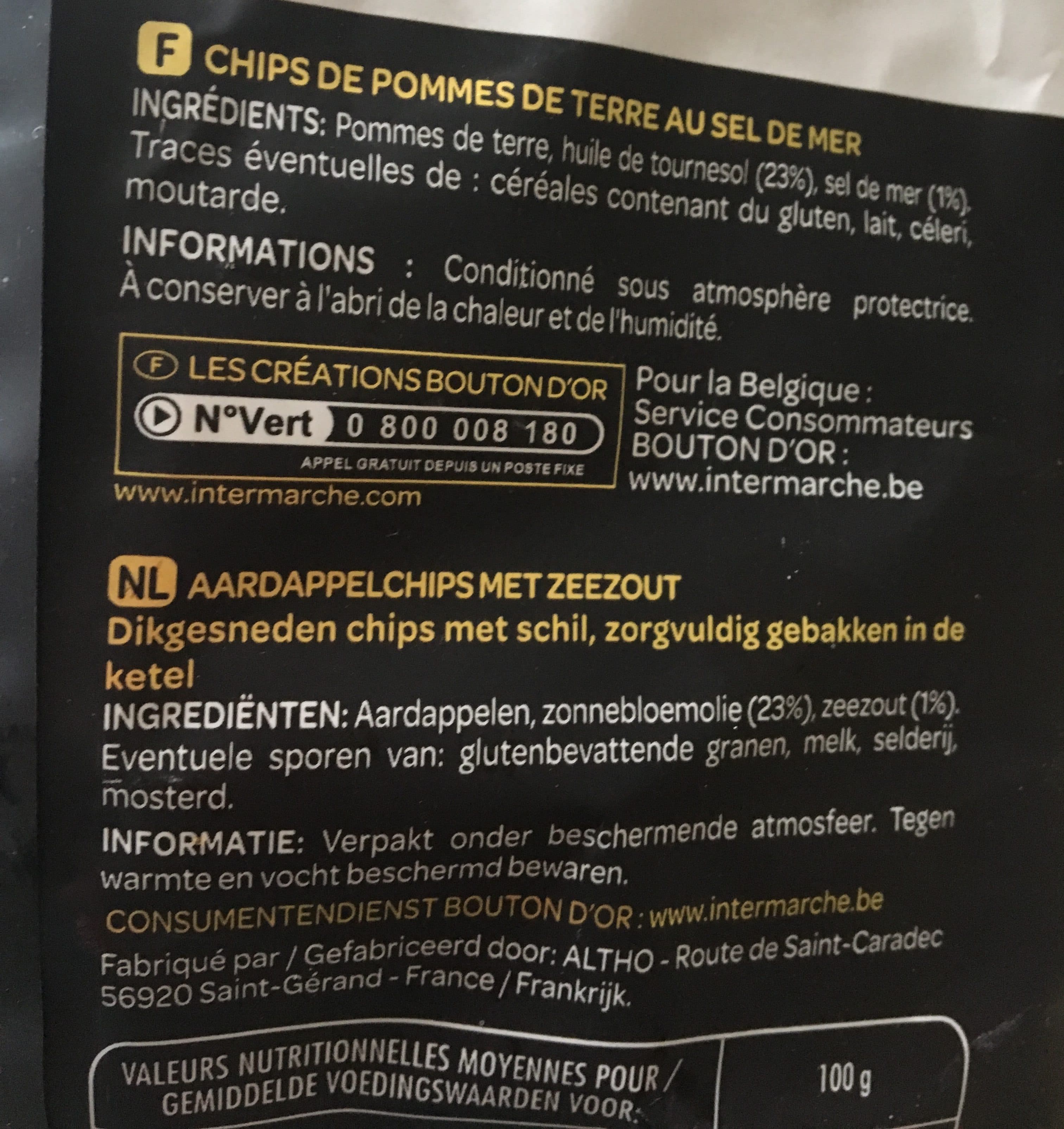 Bouton d'Or Les suprêmes chips croustillantes au sel de mer packshot