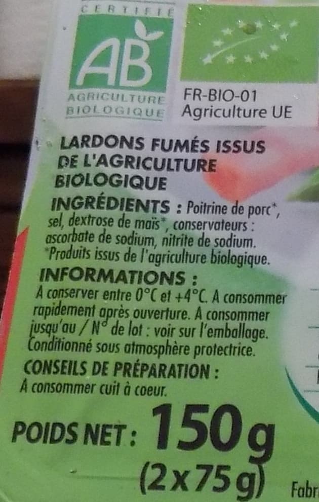 Monique ranou LARDONS FUMES BIO CSN 2x75g packshot