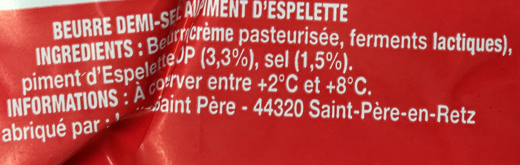 Pâturages Beurre au Piment d'Espelette Demi-Sel packshot