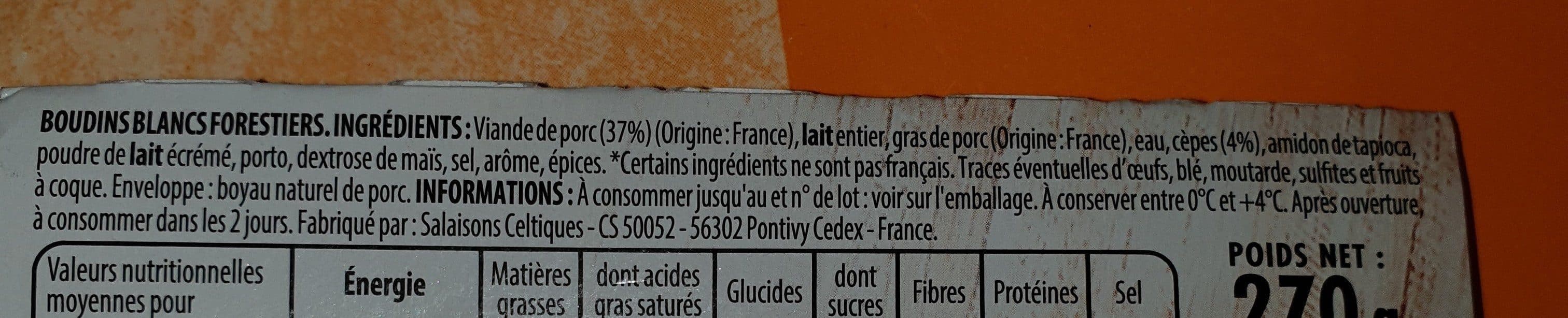 Intermarché Boudin blanc porc forestier x3 270g packshot